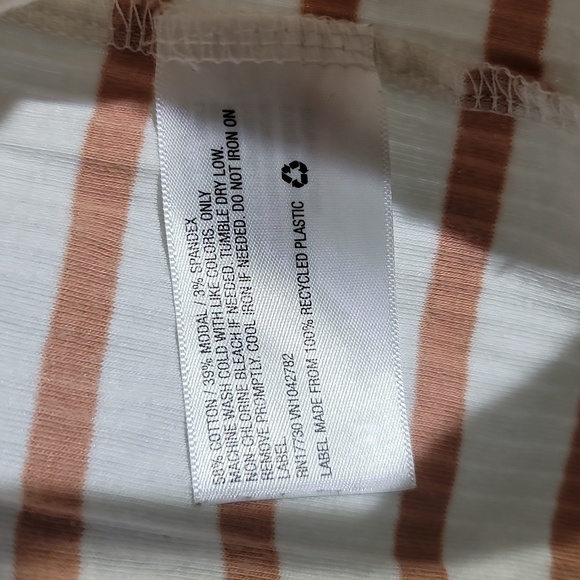 A New Day Striped White Tan Short Sleeve Tee - Picture 4 of 7